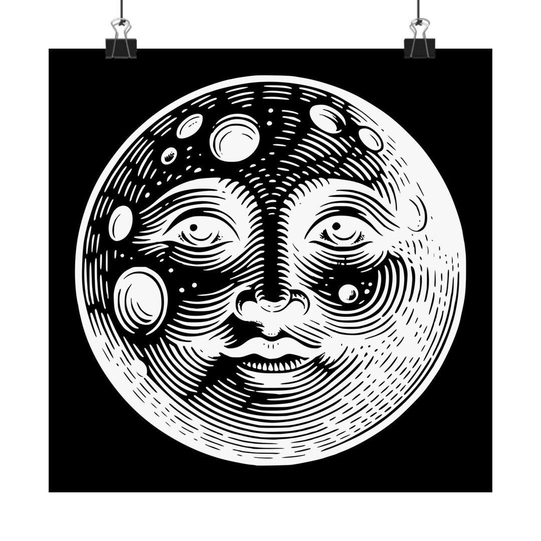 Celestial Moon Art Print, Vintage Poster for Home Decor, Boho Wall Art ...