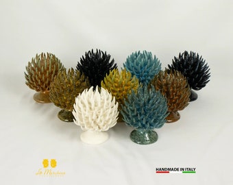 Pigna Anemoni in Ceramica di Caltagirone schizzi decorati a mano h14