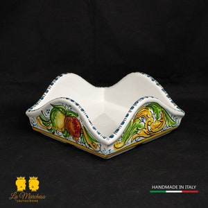 Portatovaglioli in Ceramica di Caltagirone quadrato decori assortiti