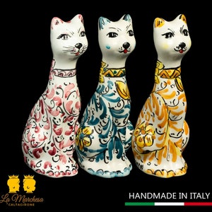 Caltagirone ceramic cat 600 various colors 15cm