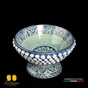 Bowl with Pigna Siciliana Ceramic of Caltagirone Mother of Pearl 31 cm