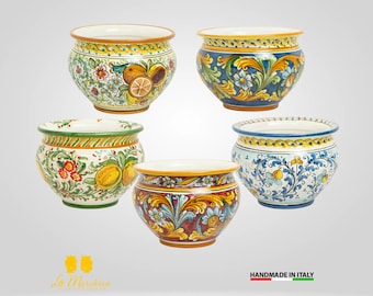 Decorated Plant Holder in Caltagirone Ceramic 22 cm – Various Decorations