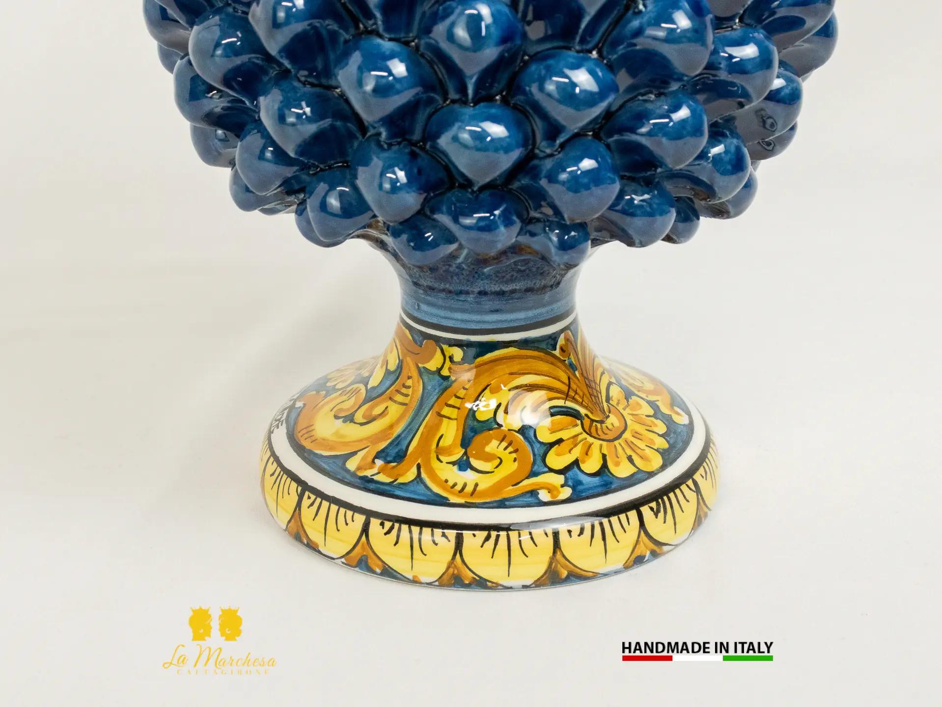 カルタジローネ陶器製シチリア産松ぼっくり（アンティークブルー）各種 