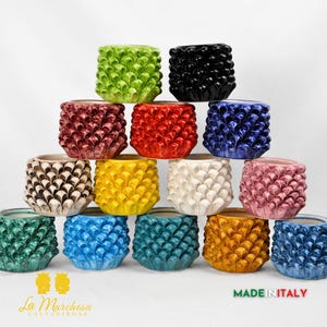 Caltagirone Ceramic Pen Holder with Sicilian Pine Cone - Various Colors