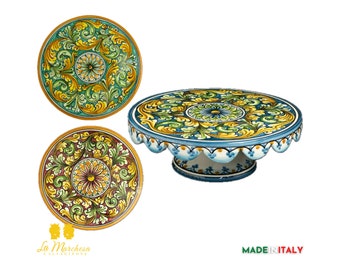 Cake pan with cake stand in Caltagirone ceramic 30 cm