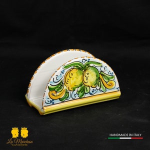 Portatovaglioli in Ceramica di Caltagirone decorato forma a U 13cm