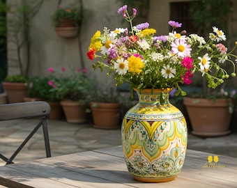 Jarrón de cuello medio decorado en cerámica de Caltagirone, 27 cm - Varias decoraciones
