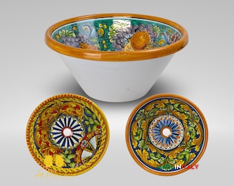 Lavello decorato a mano in Ceramica di Caltagirone per esterno/interno 45cm – Vari Decori