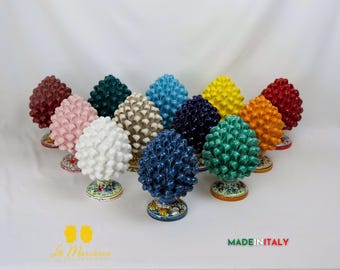 Sicilian Pine Cone in Caltagirone Ceramic 21 cm - Various Colors