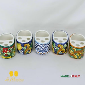 Caltagirone Ceramic Toothbrush Holder - Various Decorations