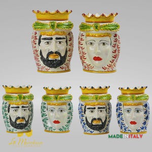 Caltagirone Ceramic Moorish Heads, 1600s Decor - Various Colors