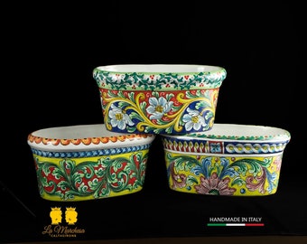 Jardinière ovale en céramique Caltagirone 37 cm - Décorations assorties