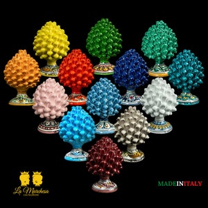 Sicilian Pine Cone in Caltagirone Ceramic 17 cm – Various Colors