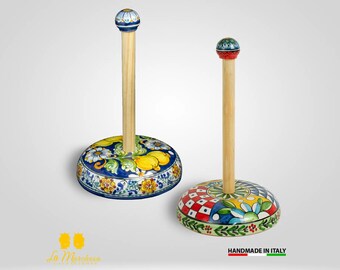 Scottex roll holder in hand-decorated Caltagirone ceramic - various models