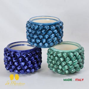 Sicilian Pine Cone Planter, Handmade Caltagirone Ceramic, L15 - Various Colors