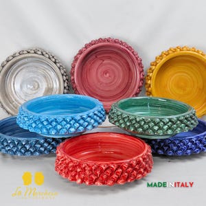 Caltagirone Ceramic Pinecone Empty Pocket Bowl - Various Colors