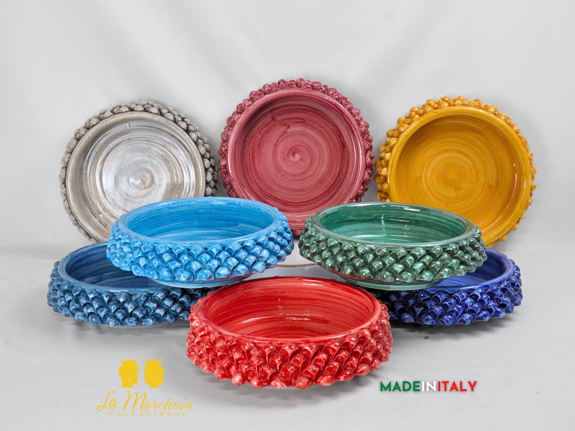 Ciotola in ceramica dipinta a mano – Grande ciotola per pasta italiana, design limone - Italia