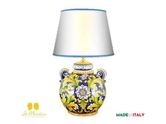 Lampada Barocca in Ceramica di Caltagirone 58cm - Vari Modelli