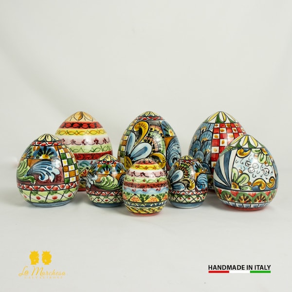 Uovo di pasqua decorato in Ceramica di Caltagirone Carretto Siciliano – Varie Misure