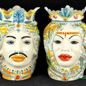 Afro Moor Heads in Caltagirone Ceramics H25