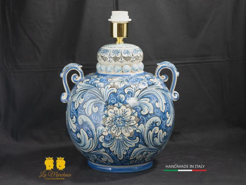 Lampada Barocca in Ceramica di Caltagirone 58cm - Vari Modelli