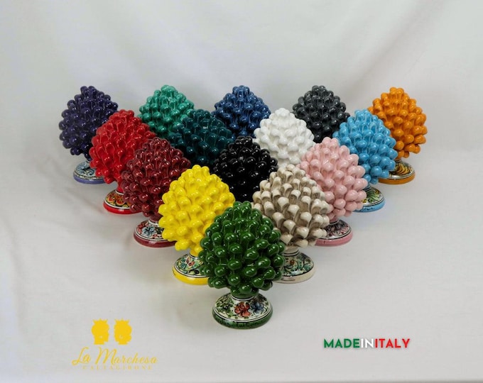 Sicilian Pine Cone in Caltagirone Ceramic, 17 cm – Various Colors