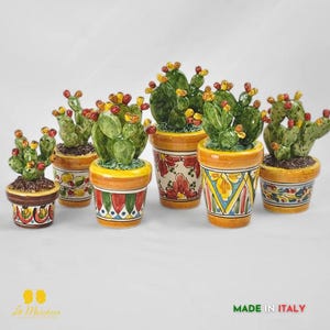 Piantina fichi d'india in Ceramica di Caltagirone - Vari Modelli