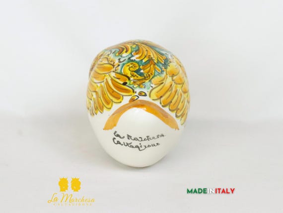 Le Ceramiche Del Re - Papera In Ceramica Decorativa A Testa In Giù Con Fiori - Soprammobile Fatto A Mano, Portafortuna - 2