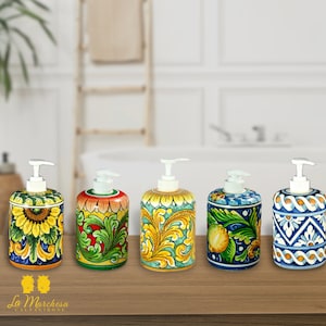 Liquid Soap Dispenser in Caltagirone Ceramic - Various Decorations