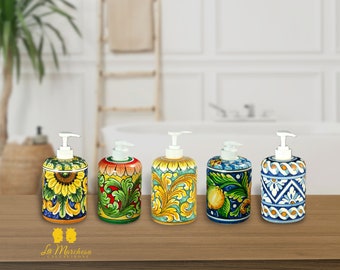 Liquid Soap Dispenser in Caltagirone Ceramic - Various Decorations