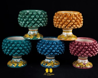 Sicilian Pigna Vase Holder Handcrafted Caltagirone Ceramics 16 cm – various colours