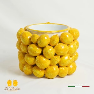 Sicilian Ceramic Vase Holder from Caltagirone Lemons – various sizes