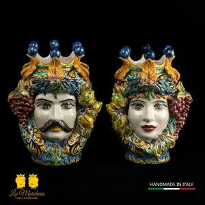 Moor&#39;s Heads Caltagirone Classic cobalt blue fruit crown 29 cm