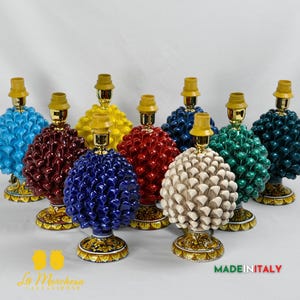 Lámpara de piña siciliana decorada en cerámica de Caltagirone, 20 cm - Varios colores