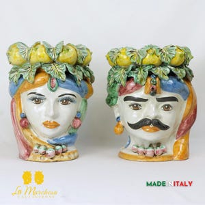 Moor&#39;s Heads Caltagirone Ceramics Lemon Crown 32 cm