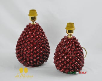 Lampe de table Bordeaux Sicilienne en céramique de Caltagirone - Différentes tailles
