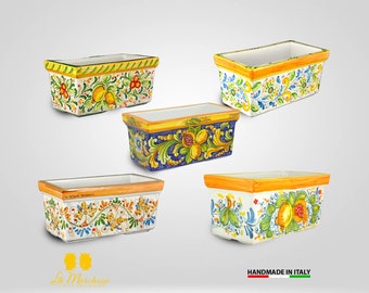 Rectangular Caltagirone ceramic planter 31 cm - various decorations