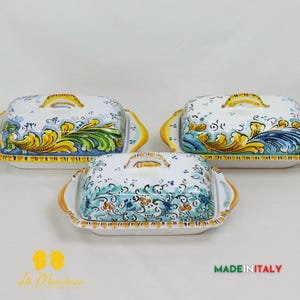 Decorated Caltagirone Ceramic Butter Dish – Various Decorations