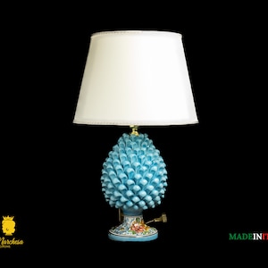 Sizilianische Tannenzapfenlampe Caltagirone Keramik verzierter Sockel 60 cm - Verschiedene Farben