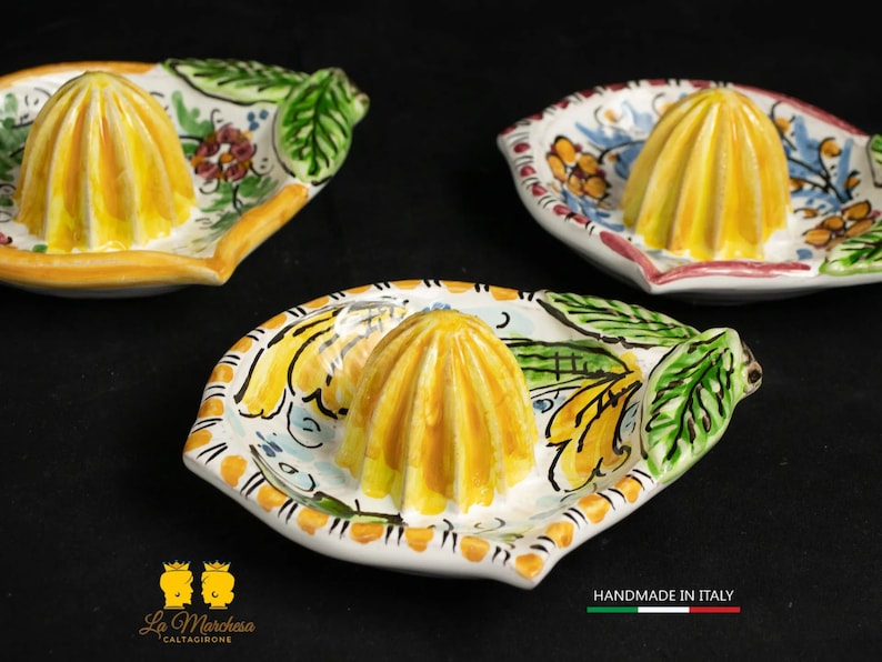 Citrus Squeezer in Caltagirone Ceramic Decorated Lemon