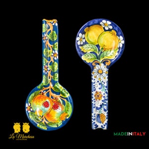 Spoon rest in Caltagirone ceramic braid 29 cm - Various decorations