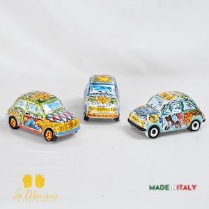 Modèle Fiat 500 en céramique de Caltagirone Sicile 18 cm