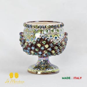 Tannenzapfenförmiger Pflanzenhalter aus Perlmutt aus Caltagirone-Keramik, 19 cm