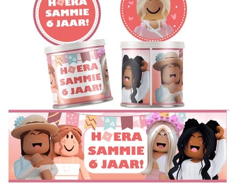 Roblox meisjes Pringles wikkel chips traktatie verjaardag gepersonaliseerd bewerkbaar digitaal bestand mini Pringles label 40gr / 1,3 oz