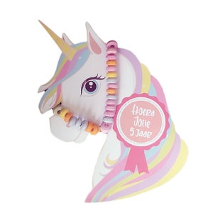 Unicorn treat candy necklace, personalized unicorn treat, digital print file. Please note: no direct download.