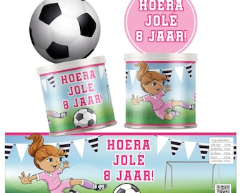 Voetbal meisjes Pringles wikkel chips traktatie verjaardag gepersonaliseerd digitaal bestand Pringles label 40gr / 1,3 oz