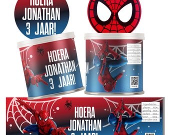 Spiderman Pringles wikkel chips traktatie verjaardag gepersonaliseerd bewerkbaar digitaal bestand mini Pringles label 40gr / 1,3 oz