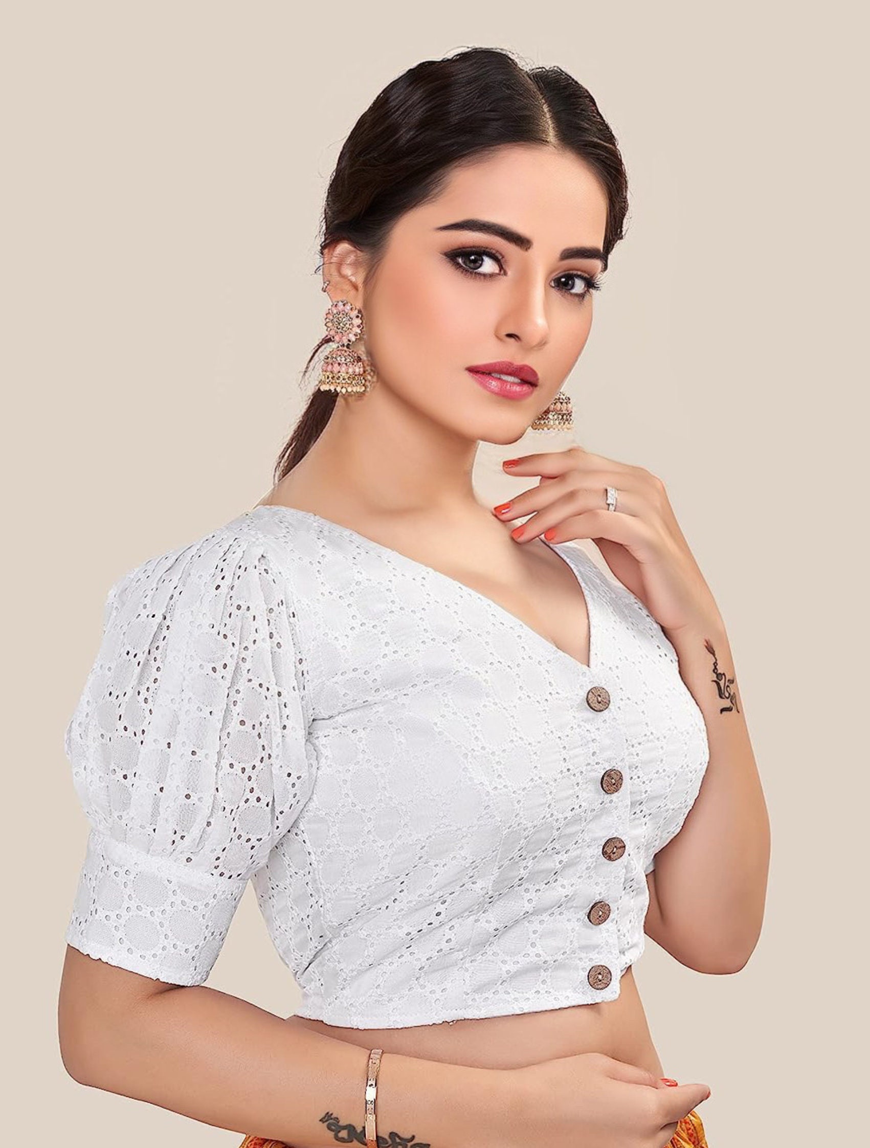 Women's blouse with puff sleeves hotsell
