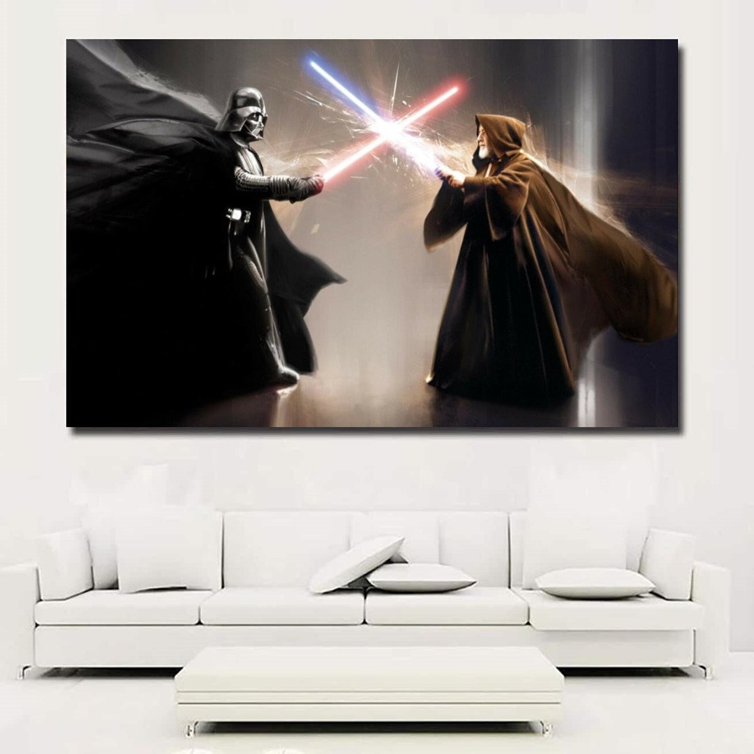 Starwars Anakin Vs Obi Wan Poster Canvas Wall Artanakin - Etsy