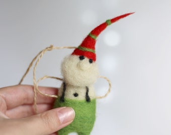 Needle Felted Christmas Elf: Handmade Wool Holiday Decor